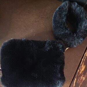 Elegant Black Faux Fur Clutch